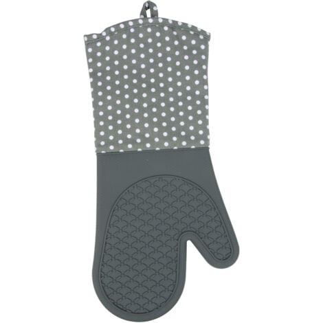 Lot de 2 Gants de cuisine Silicone WENKO, Paume en silicone, Nettoyage facile, Manche extra long, Lavable en machine à 30°, 18,5 x 37,5 cm, Gris