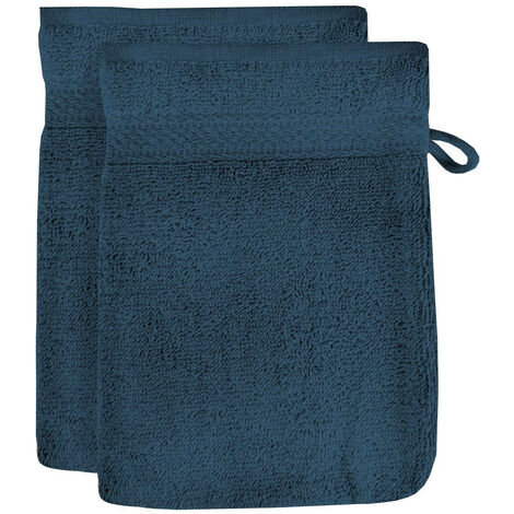 Lot de 2 gants de toilette en coton 500 gr/m2 LAGUNE bleu canard, par Soleil d'ocre
