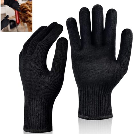 Lot de 2 gants professionnels résistants à la chaleur - Gants de protection contre la chaleur pour fer à friser - Gants de protection contre la chaleur - Extensible et adapté pour coiffure,