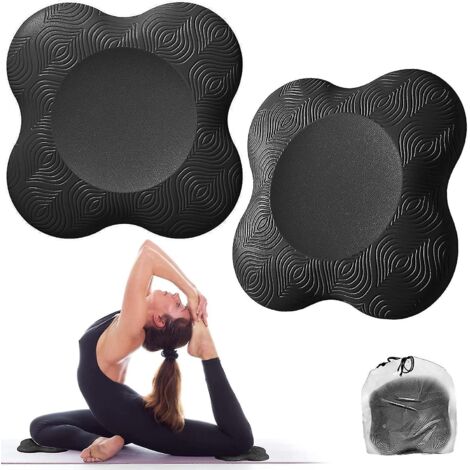 Lot de 2 genouillères de yoga, support confortable et léger pour la pratique à genoux, noires