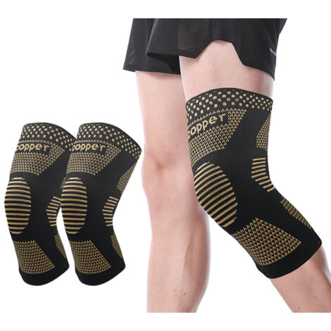 Lot de 2 genouillères en cuivre unisexes, protections sport taille M