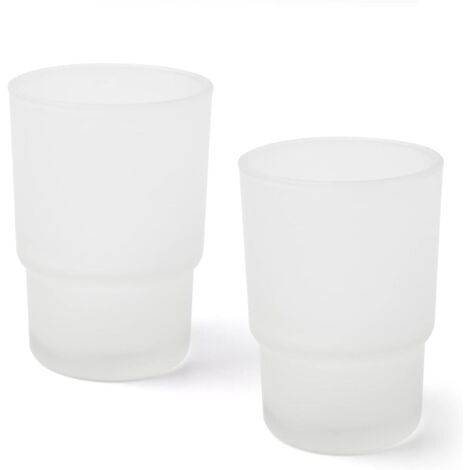 Lot de 2 gobelets de Rechange en Verre dépoli – Organisateur hygiénique pour Brosse à Dents – Design élégant et Pratique – Taille Standard…