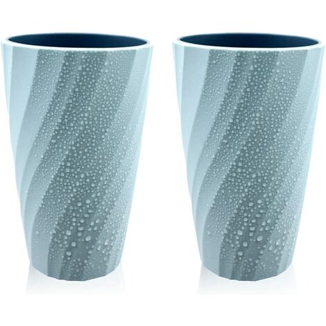 Lot de 2 gobelets de Salle de Bain incassables, Doux et Durable, pour Brosse à Dents (Bleu Foncé)