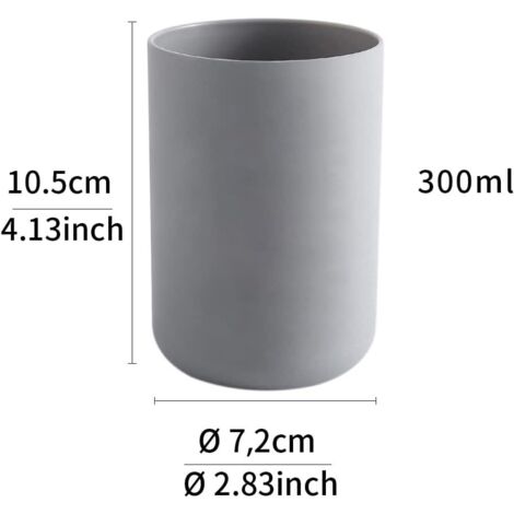 Lot de 2 gobelets dentaires, porte-brosses à dents, tasse, gobelet en plastique 300 ml, deux gris