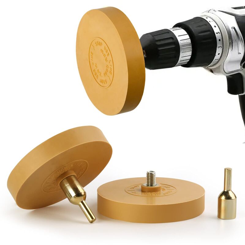 Lot de 2 Gomme Rayure Voiture avec Adaptateur, Disque Pneumatique Gomme, Gomme Carrosserie pour Éliminer Les Rayures, Autocollants, Convient à