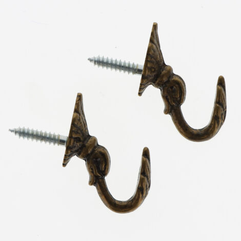 Lot de 2 Gonds Feuille de 30mm en Laiton Vieilli pour tringles à rideaux - BOULET