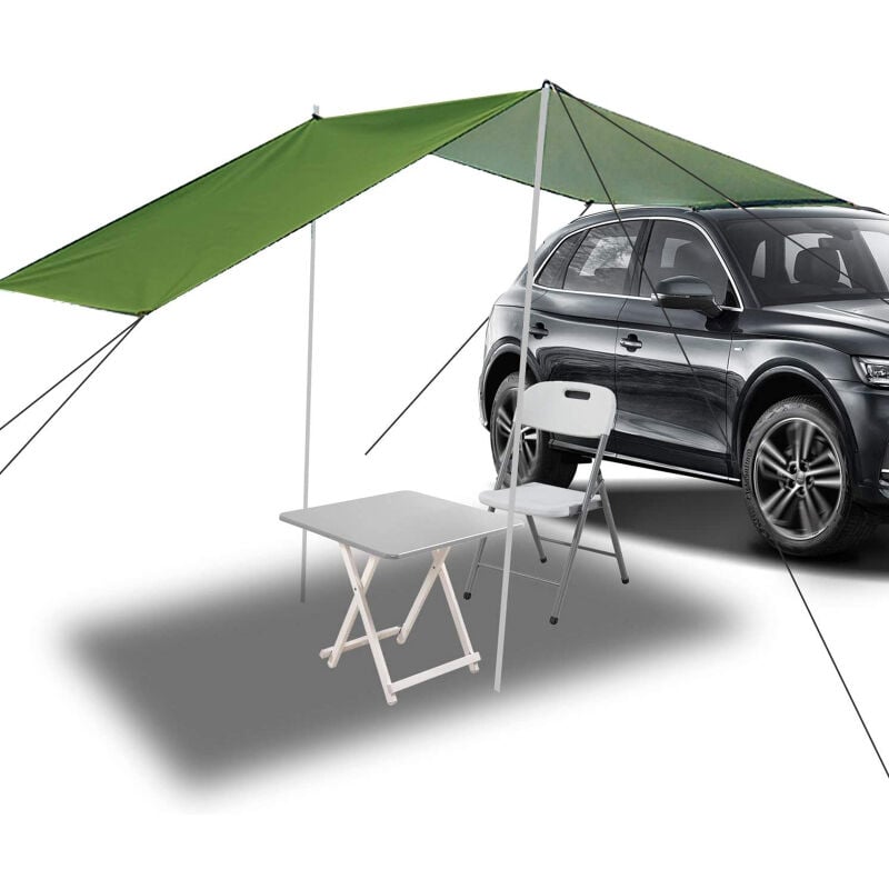 LIFCAUSAL Auvent polyvalent pour véhicules avec toile Oxford 210D argentée imperméable, idéal pour camping, randonnée et pêche Abri de toit et tente