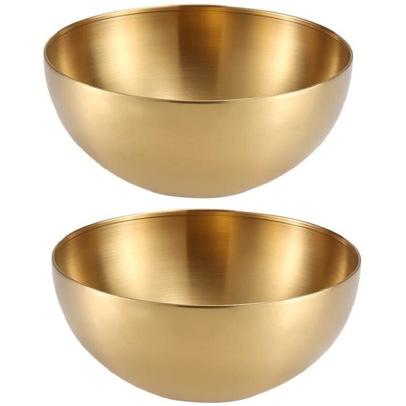 Lot de 2 grands bols de service en acier inoxydable de 3 L pour fruits, ramen, salade, pâtes, soupe, passent au lave-vaisselle et au micro-ondes,
