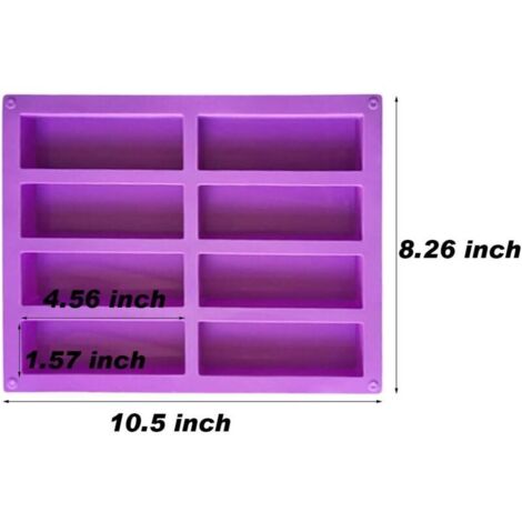 Lot de 2 grands moules rectangulaires en silicone à 8 cavités pour barres granola/nutrition/barres de céréales, machine à barres énergétiques