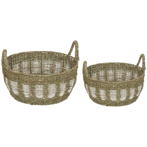 Lot de 2 Grands Paniers de rangement Bicolore D 50 et D 40 cm - Atmosphera