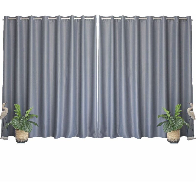 Lot de 2 grands Rideaux unis occultants avec œillets