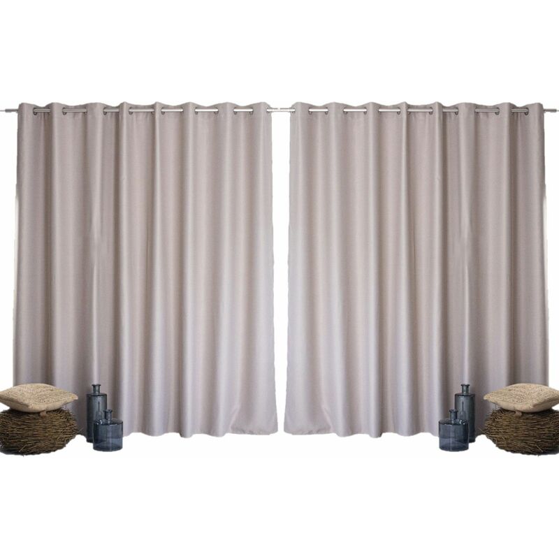 Lot de 2 grands Rideaux unis occultants avec œillets