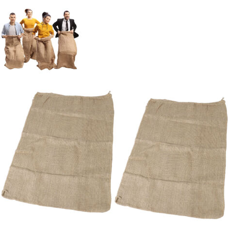 Lot de 2 grands sacs en toile de jute multifonctionnels pour pommes de terre, courses, jeux de plein air, stockage de nourriture, horticulture et plantation.