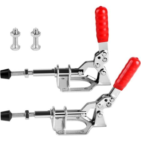 Lot de 2 grands tendeurs de barre de poussée - Avec vis de rechange - Pince de serrage réglable - Pour trou incliné - Aide au perçage - Menuiserie - Soudage - Argenté