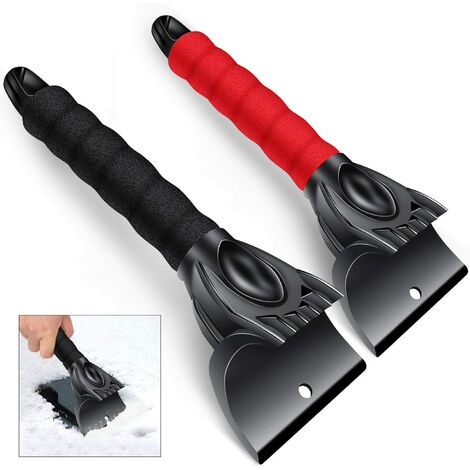 Lot de 2 grattoirs à glace pour pare-brise de voiture - Noir et rouge，SEMAket