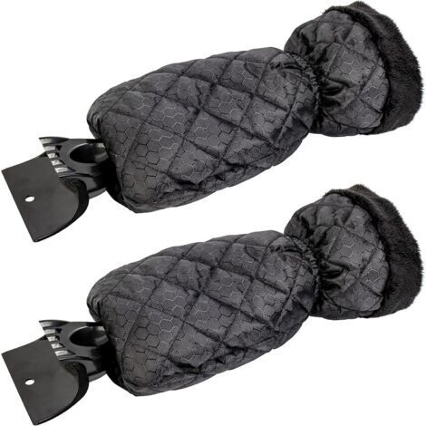 Lot de 2 Grattoirs à Glace pour Voiture - Grattoir Pare Brise Voiture Gant pour Vitres, Grattoirs à Neige avec Doublure Imperméable, Enlève la Glace et Garde Les Mains au Chaud - 2 PCS