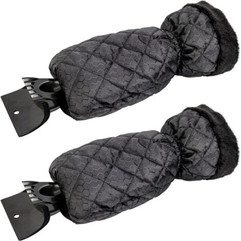 Lot de 2 Grattoirs à Glace pour Voiture - Grattoir Pare Brise Voiture Gant pour Vitres. Grattoirs à Neige avec Doublure Imperméable. Enlève la Glace et Garde Les Mains au Chaud - 2 PCS