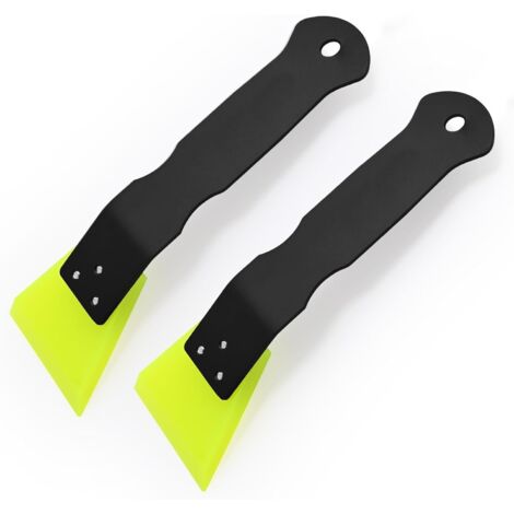 Lot de 2 grattoirs à lame en caoutchouc souple avec poignée en métal pour envelopper la voiture, nettoyage rapide, pelle de déneigement, outils teintés (2 grattoirs)