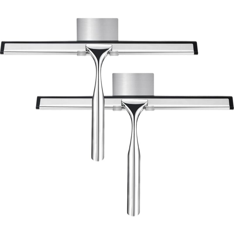 Beijiyi - Lot de 2 grattoirs de douche chromés et en acier inoxydable de 25 cm pour salle de bain, cuisine, miroir, voiture, vitres et nettoyage du