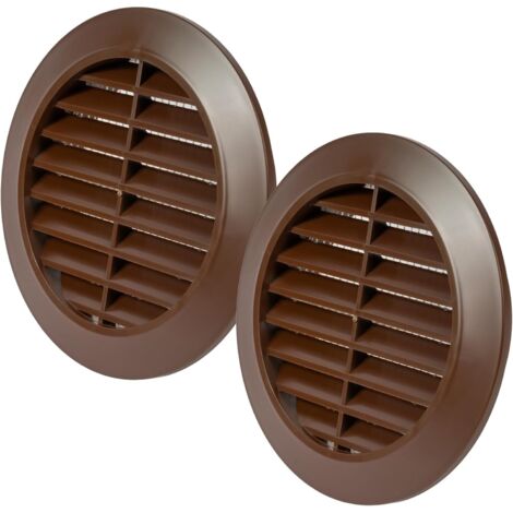Lot de 2 - Grille d'aération - Bouche d'aération - Protection insectes intégrée - Circulation d'air optimisée - Pour salle de bain et bureau - Marron - 80x80 mm