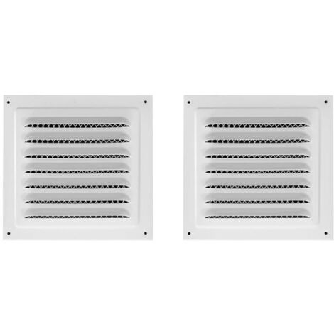 Lot de 2 grilles d'aération carrées en acier inoxydable pour grenier, soffite, portes extérieures, garage et grenier (blanc 15,2 x 15,2 cm)
