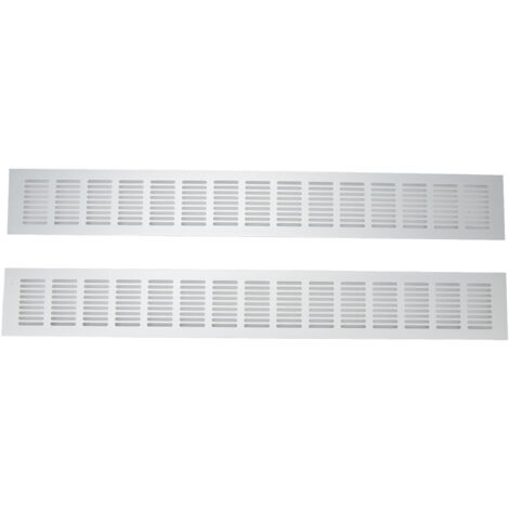 Lot de 2 grilles d'aération rectangulaires en alliage d'aluminium pour armoire, armoire à chaussures, placard 80 x 600 mm