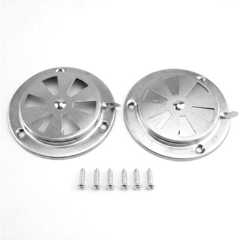 Lot de 2 grilles d'aération rondes, 95 mm, verrouillables, rosace d'aération ronde en acier inoxydable, grille d'aération, grille d'aération en tôle argentée, ventilation ronde en acier inoxydable