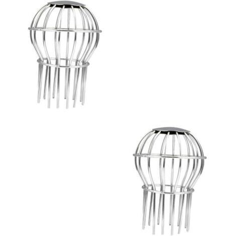 Lot de 2 grilles de gouttière en inox, filtre pour tuyau de descente, anti obstruction, extension en acier