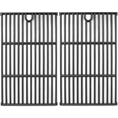 Lot de 2 grilles de rechange en fonte pour Landmann Triton 3 & 4, Barbecook Vanille, Charbroil Gas2Coal 330, 43,4 x 30,7 cm