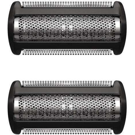 Lot de 2 grilles de rechange Philips BG2000 pour têtes de rasage BG2000, BG2024, 5025 et TT2000, noires et compatibles.