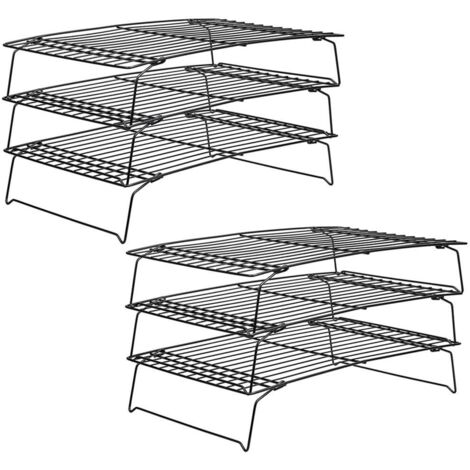 SOEKAVIA Lot de 2 grilles de refroidissement empilables à 3 étages pour gâteaux 25 x 40 cm - RWCuisine et Ménage / Pâtisserie / Ustensiles de Pâtisserie / Grilles de Refroidissement Cool