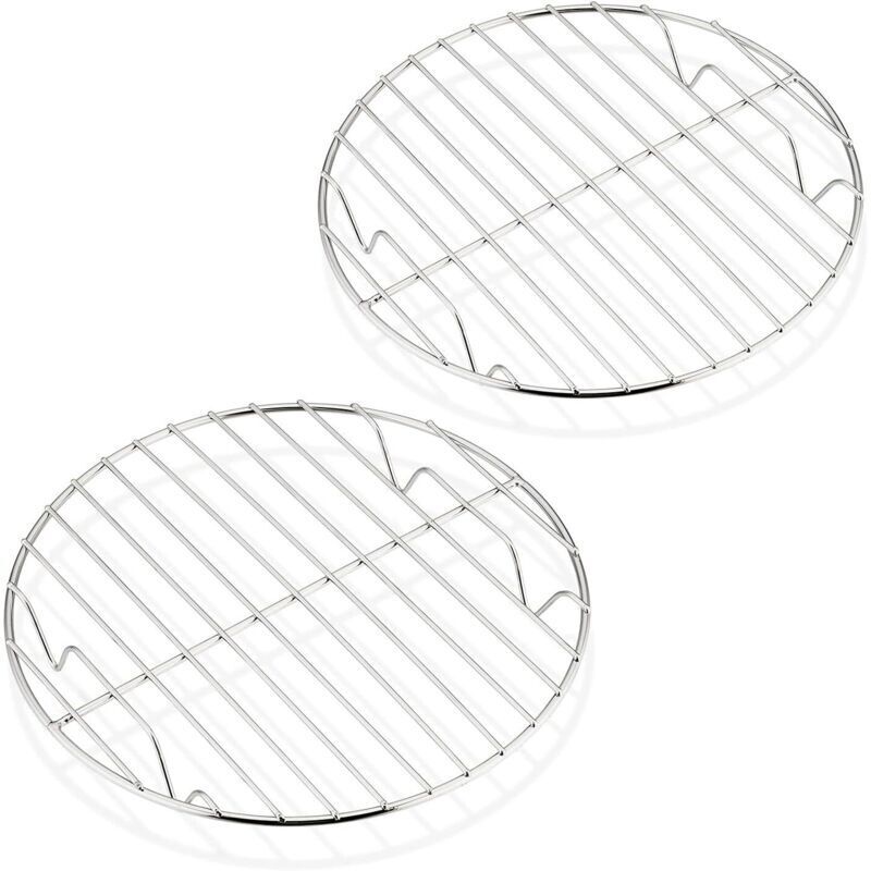 Lot de 2 grilles de refroidissement rondes en acier inoxydable - Pour cuisson à la vapeur - Diamètre : 19 cm - Saine et durable - Passe au