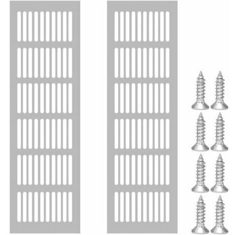 Lot de 2 grilles de ventilation rectangulaires en aluminium 80 x 250 mm – Fixation par vis – Pour bureaux et cuisines – Circulation d'air optimisée