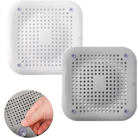 Lot de 2 grilles de vidange avec ventouses pour récupérer les cheveux
