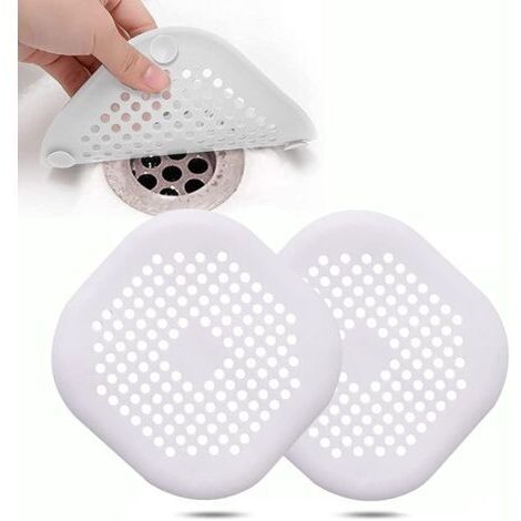 Lot de 2 grilles de vidange en silicone, passoire d'évier de cuisine avec ventouse, passoire pour baignoire, passoire pour évier de cuisine et de salle de bain (blanc)