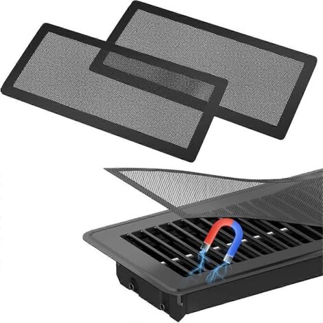 Lot de 2 grilles magnétiques pour grilles d'aération de sol - Filtres en maille de 5,5 x 12 pouces