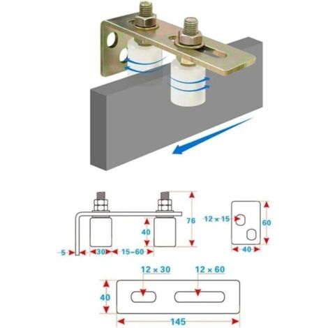 Lot de 2 Guide de Rouleau de Portail Réglable, Rouleau en Nylon avec Support en Forme de L, Ensemble de Support de Guide de Rouleau de Portail Coulissant Blanc