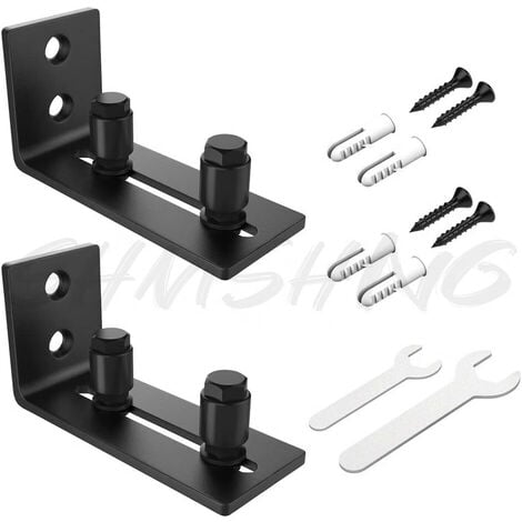 SHMSHNG Lot de 2 guides de sol pour porte de grange coulissante - Noir - RWGarniture de porte coulissante