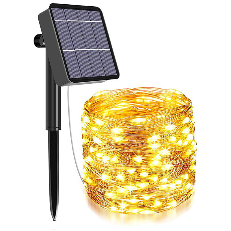 Guirlande Lumineuse Exterieure Solaire - 32m 300 led Guirlande Noel Solaire en Fil Cuivre avec 8 Modes, pour la Décoration Extérieur, Jardin, Arbres