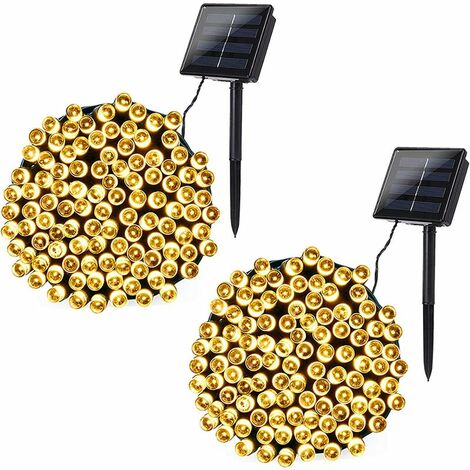 [Lot de 2] Guirlande Lumineuse Exterieure Solaire , 22M 200 LED Guirlande Solaire Exterieur 8 Modes Étanche Guirlande LED Solaire Pour Jardin, Terrasse, Cour, Noël, Mariage, Fête(Blanc Chaud) GrooFoo