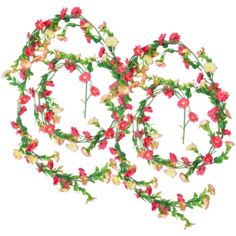 Lot de 2 guirlandes de fleurs artificielles roses - 2,1 m - Guirlande de fleurs artificielles - Pour mariage, jardin, chambre, fête - Décoration murale