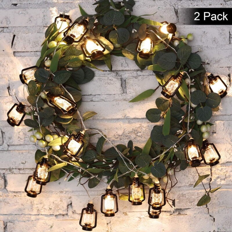 Lot de 2 guirlandes lumineuses décoratives au kérosène pour Noël et Halloween