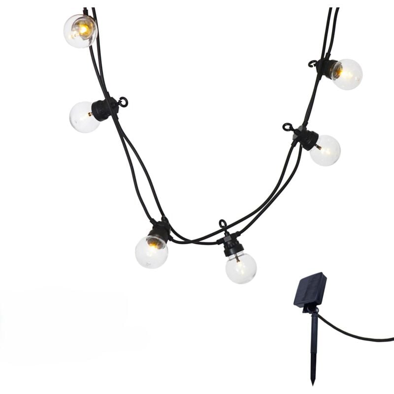 Lot de 2 guirlandes solaires 10 globes party clear solar Blanc Plastique 5.9M