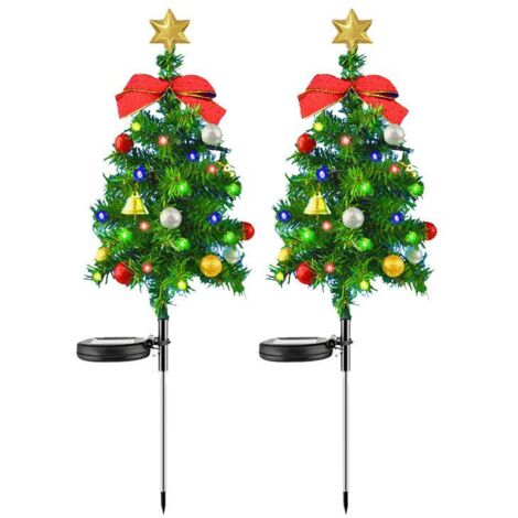 Lot de 2 guirlandes lumineuses solaires LED pour sapin de Noël, résistantes à l'eau, pour extérieur.