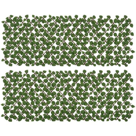 Lot de 2 haies artificielles Treillis Extensible - Brise-Vue végétale Feuillage réaliste, 2 x 1 m