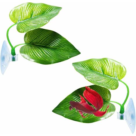 Lot de 2 hamacs Betta pour Betta Poisson YUTOU Plante Artificielle Feuille Betta Aquarium Décoration avec Ventouse Plantes Aquatiques Décoration d'habitat naturel