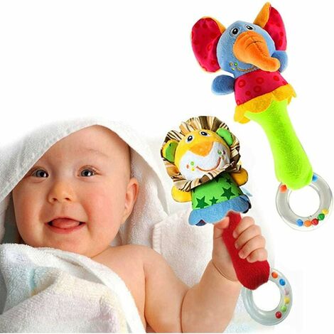 Lot de 2 hochets Shaker doux bébé Instruments jouet sensoriel mignon peluche jouet infantile développement poignée de main,