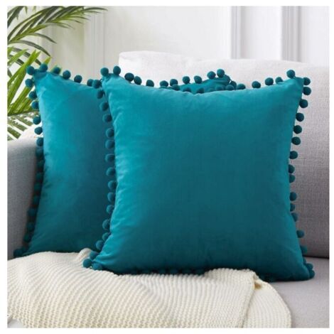 Lot de 2 Housse Coussin 45x45 Bleu Canard Canape Decoratif Housse de Coussin Velours Doux Decoration Salon Chambre Aesthetic Maison Scandinave avec Fermeture Eclair
