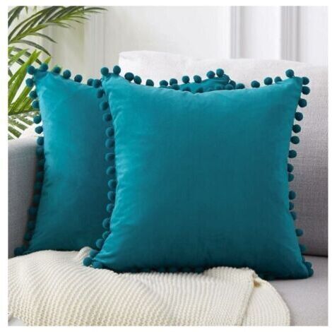 Lot de 2 Housse Coussin 45x45 Bleu Canard Canape Decoratif Housse de Coussin Velours Doux Decoration Salon Chambre Aesthetic Maison Scandinave avec Fermeture Eclair