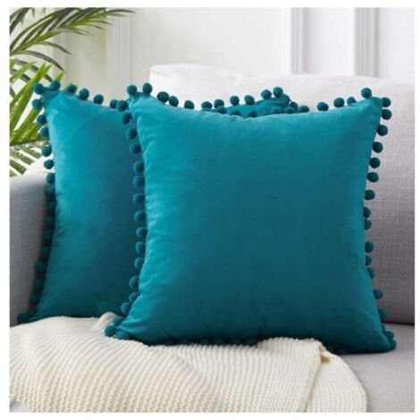 Lot de 2 Housse Coussin 45x45 Bleu Canard Canape Decoratif Housse de Coussin Velours Doux Decoration Salon Chambre Aesthetic Maison Scandinave avec Fermeture Eclair